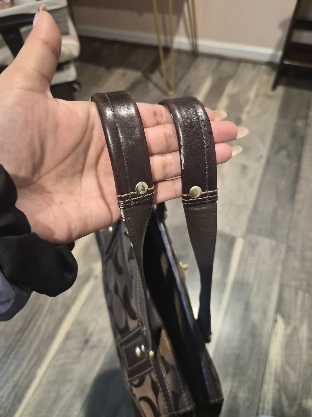 Classic Brown COACH Signature-Pattern Shoulder Bag